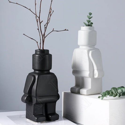 Blockfigur Roboter Vase